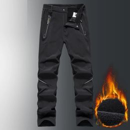 Outdoor Pants Warm Fleece Hiking Pants Men Softshell Trekking Climbing Camping Ski Pants Outdoor Waterproof Winter Warm Trousers 231202