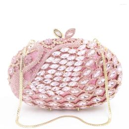 Evening Bags High Quality Crystal Gold Metal Women Clutch Purses White Gemstone Rhinestone Party Chain Handbags Lady Designer Clutches
