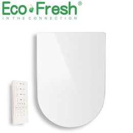 Bath Accessory Set EcoFresh Thin Design V O U Shape Smart Toilet Seat Electric Bidet Cover Night Light Intelligent Lid Sprayer Heat Clean Massage 231202