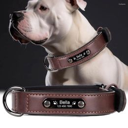 Dog Collars Engrave Name Personalized Tag Customized Number Adjustable PU Leather Collar For Small Large Pet