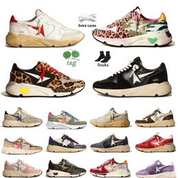 The best high quality Designer Casual shoes Running sole stars Golden goode sneakers Women men Leather Horse Hair Suede Hand-Painted Beige do old dirty Flats Trainers