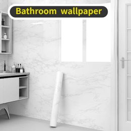 Wallpapers Toilet Waterproof Sticker Bathroom Wallpaper for Walls In Rolls Selfadhesive Kitchen Renovate Marble Formaldehydefree 231202