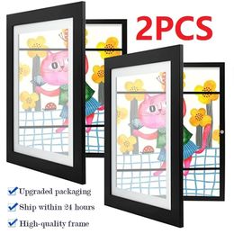 Frames 2/1PCS Kids Art Frames Wooden Changeable Picture Display for A4 Art-Work Children Projects Home Office Storage Picture Display 231202