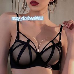 Black women's thick bra and panties set large size B C D cup bra cotton gathered steel ring push-up sexy underwear 220513