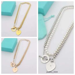 jewelry gold torque bangle pendant necklace set Pearl double layer fine Jewelry chain link chains love designer couple fashion Party ring gifts 3MGA