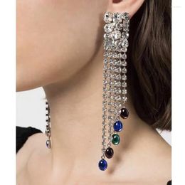 Dangle Earrings Top Quality Famous Designer Brand Colourful Crystal Tassels Ear Clip Woman Luxury Jewellery Trend