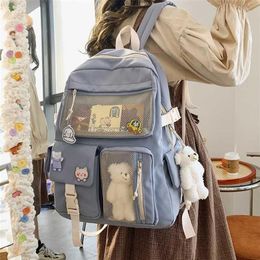 Korean Large Capacity Backpacks Women Kawaii Students Preppy ITA Bag for Teenager Girls Sweet Waterproof School Travel Bags 211026257b