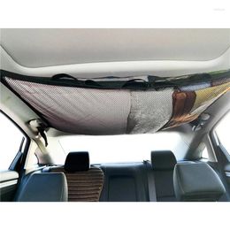 Car Organizer Interior Roof Storage Bag Dual Purpose Fishing Rod Netting Travel Toy Accessories