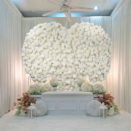 Hot selling artificial white rose silk cloth hydrangea flower wall backdrop for wedding event stage decoration 55