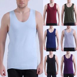 Men's Tank Tops M-4XL Men Low-cut Neck Sleeveless Solid Colour Seamless Cotton T-shirt Fitness Vest Tanktop Sportwear Undershirt Fashion