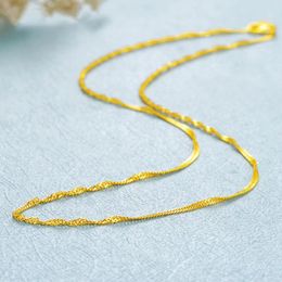 Chains FINE Pure 999 24K Yellow Solid Gold Necklace Women Singapore Link Chain 16inch 18inchL