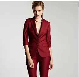 Women's Two Piece Pants 2023 Formal Women Suit For Office Ladies Business Custom Made Wine Red Professional Work Wear Clothes