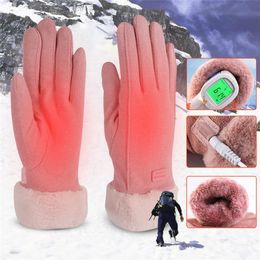 Ski Gloves Winter Heated USB Rechargeable Heating Thermal Skiing Snowboarding Cycling for Girls Riding 231202