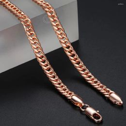 Chains 585 Rose Gold Colour Necklace Curb Cuban Link Chain For Womens Girls Fashion Trendy Jewellery Gifts Party 22/26 Inch GN162