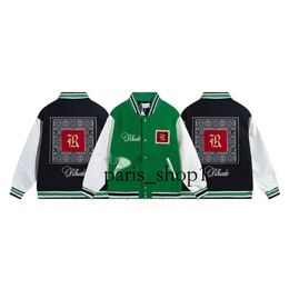 Monclair Rhude Mens Varsity Jacket Y2k American Vintage Baseball Letterman Jacket Jacket Womens Embroidered Print High Street Coat 14