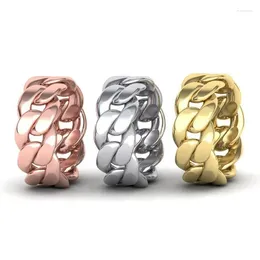 Cluster Rings SoAmazon Selling Creative Twisted Rope Smooth Face Cuban Chain Ring Unisex Men's And Women's