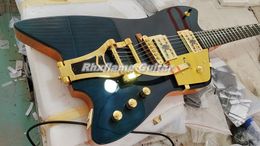 In Stock G6199 Billy Bo Jupiter Dark Blue Electric Guitar Black Body Binding Bigs Tremolo Bridge Gold Hardware Gold Sparkle Pickguard Thumbnail Inlay