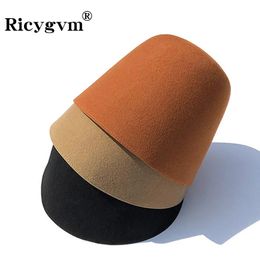 Wide Brim Hats Bucket High Quality Wool Fisherman Hat Solid Color Retro Bell shaped Basin Cap For Woman Autumn Winter Warm Sun Visors Caps 231202