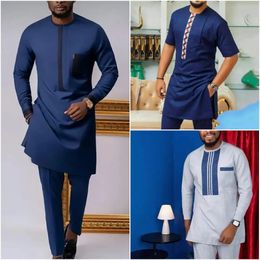 Ethnic Clothing Man African Traditional Clothes Men's Suits Long-sleeved Tops Pants Dashiki Outfits Ethnic Casual 2PCS Sets Wedding Party Wear 231202