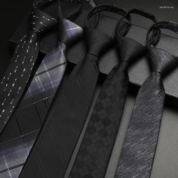 Bow Ties Men's Formal Business Wedding Groom Shirt Neck Tie Student Black Gray 6cm Knot Free Zipper Lazy Person Clothing Accessories