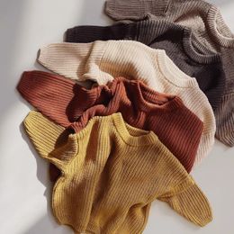 Комплекты 09M, осенняя одежда для маленьких мальчиков и девочек, свитер, вязаный трикотаж для малышей, хлопковый пуловер с длинными рукавами, топы 231202