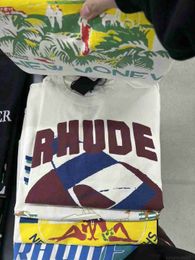 Rh Designers Summer Mens Rhude t Shirts for Tops Letter Polos Shirt Embroidery Womens Tshirts Clothing Short Sleeved Large Plus U6UG