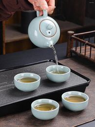 Teaware Sets Xi Shi Pot Teapot Crackle Glaze Supportable Tea Set Chinese Style Home Use