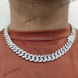 12mm Premium Quality Customise Sterling Silver Vvs Moissanite Diamond Studded Iced Out Cuban Link Chain for Men Luxury Necklace