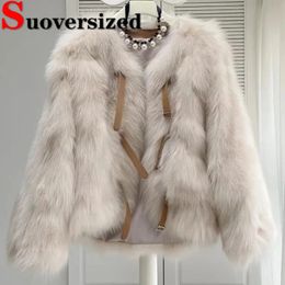 Womens Fur Faux Winter Korean Coats Thicken Fashion Furry Jacket Warm Casual Short Plush Casaco Loose Women Cropped Fox Furs Chaquetas 231202