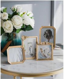 Frames Modern 6 Inch Golden Frame Carved Po Home Bedroom Decoration Birthday Wedding Gift Furnishings