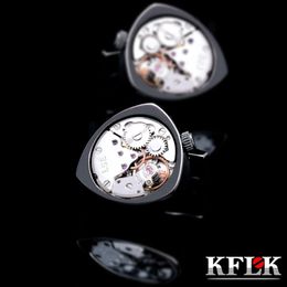 Cuff Links KFLK jewelry shirts cufflinks for mens Brand Black watch movement mechanical cuff links Buttons Male High Quality guests 231202