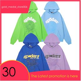 Spider Hoodie Designer Hoodies Graphic Diamond Setting Set Thickened Terry Cloth Athleisure Hot Stamping Foam Printing Sp5der Hoodie 857