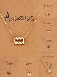 Birthday Gift Gold Plated 12 Zodiac Sign Pendant Wish Card Charm Gold Chain Choker Astrology Necklace Jewellery For Women3460265