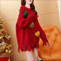 Women's Sweaters Autumn Winter Design Women Sweater Loose Slouchy Knitwear Stereoscopic Hats Christmas Pullover Girl Long Sleeve Top