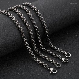 Pendant Necklaces GNAYY 5mm 26'' Fashion Vintage Black Stainless Steel Rolo Chain Round Link Necklace For Mens Gifts