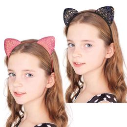 Fashion Cute Sequins Cat Ears Hair Hoops Headband For Girls Kids Hairbands Head Band Baby Toddler Accessories Headwear Children