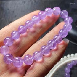 Bangle Natural Lavender Quartz Bracelet Crystal Bracelets Round Bead Stretch Healing Gemstone Birthday Present 1PCS 9.3mm