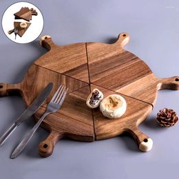 Plates 6Pcs Wooden Pizza Tray Bread Cake Cutting Board Household Baking Plate Kitchen Bakeware