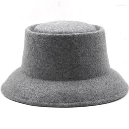 Berets Women Pork Pie Hat Wool Jazz Lady Wide Brim Black Panama Gentleman Gambler Top Trilby Fedora For Girl