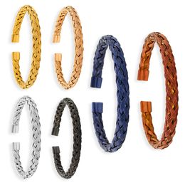 Einfaches und vielseitiges Edelstahl-Twist-Geflecht, Stahldraht, offenes Armband, gewebtes Netzarmband, Außenhandel, Titan-Stahl-Schmuckfleck