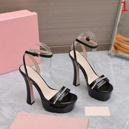 Classic designer women's high heel sandals summer beach wedding dress party shoes. Fashionable square toe open toe shoes. Heel 14 centimeters. Sizes 35-42. With box