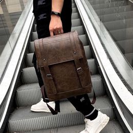 Backpack Men's Large Capacity Male Bag Business Causal Laptop Bags Soft PU Leather Waterprof Mens Schoolbag Travel Rucksack288B