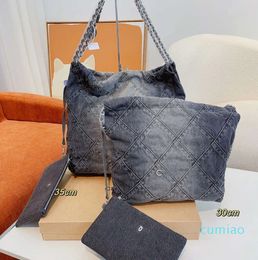 Black Denim Grand Shopping Bags Tote Travel Designer Woman Sling Body Bag Most Expensive Handbag with Silver Chain Gabrielle Quilted