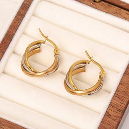 Hoop Earrings Lifefontier Punk Multicolor Twisted Round For Women Chic Stainless Steel Geometric Hanging Earring Charms Jewelry