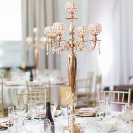 luxury pearl flower stand centerpiece gold wedding centerpieces Wedding Party Decorative Geometric Acrylic Candelabra Table Centerpiece 68