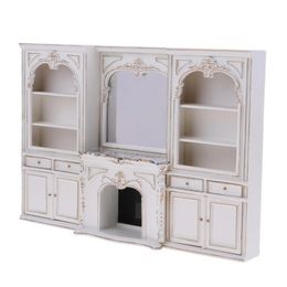 Doll House Accessories 1 12 Dollhouse Miniature Fireplace for Landscape Decor Gift Window Display Wooden Furniture Miniature Storage Cabinet Model 231202