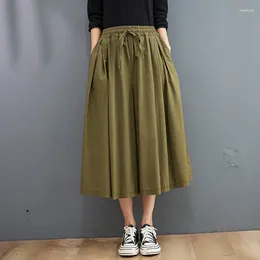 Women's Pants Summer Korean Style Large Size Wide Leg Straight High Waist Dipped Loose Cropped Culottes Sweat Plus