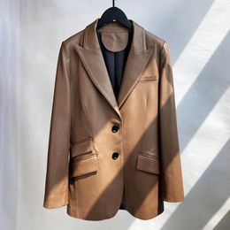 Women's Leather Women Jackets 2023 Designer Autumn Winter Blazer Lady Fashion Trench Coat Suit TF5001