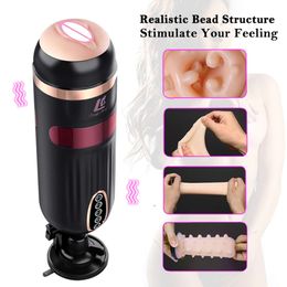 Sex Toy Massager Cup for Men Real Vagina Automatic Rotational Telescopic Heating Sucking Sexual Machine Adult Toy Aircraft