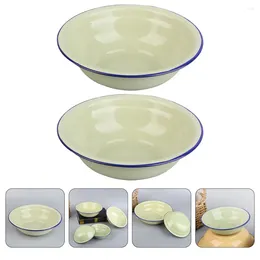 Bowls 2 Pcs Soup Bowl Enamelware Container Vintage Enameled Kitchen Holder Dough Mixing